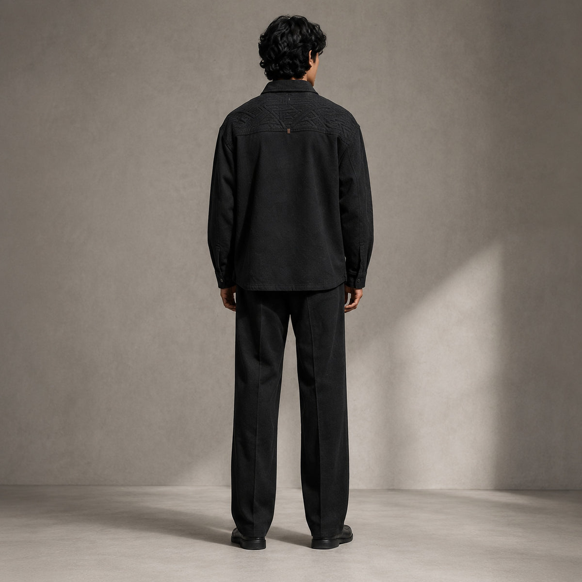 The Obsidian Relief Overshirt — model back