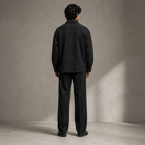 The Obsidian Relief Overshirt — model back