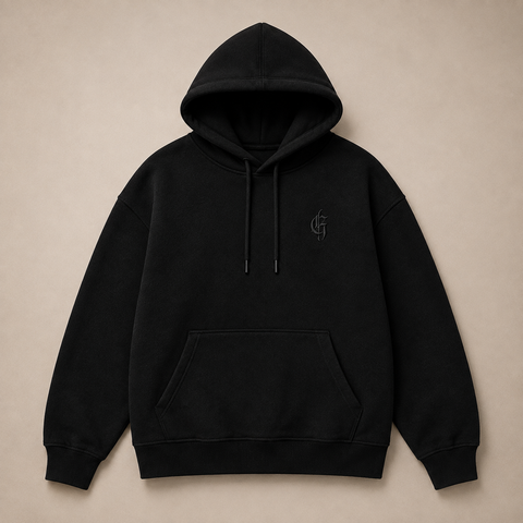 The Perfect Black Hoodie — garment front